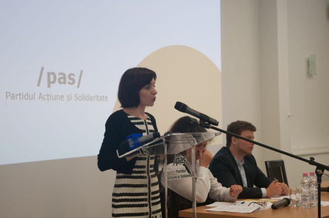 Maia Sandu la congresul de constituiere al Partidului Acțiune și Solidaritate(PAS). 15 mai 2016