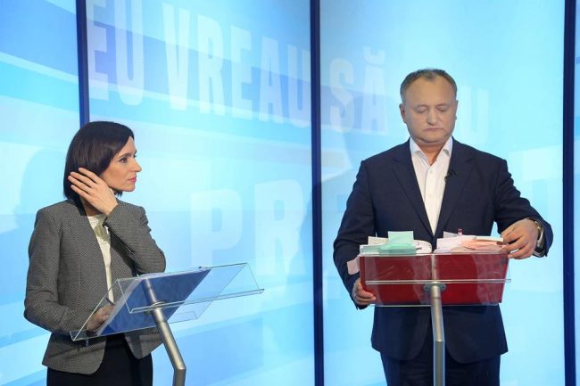 Igor Dodon și Maia Sandu, la dezbateri electorale în platoul PRO TV FOTO profilul de Facebook al liderului PSRM